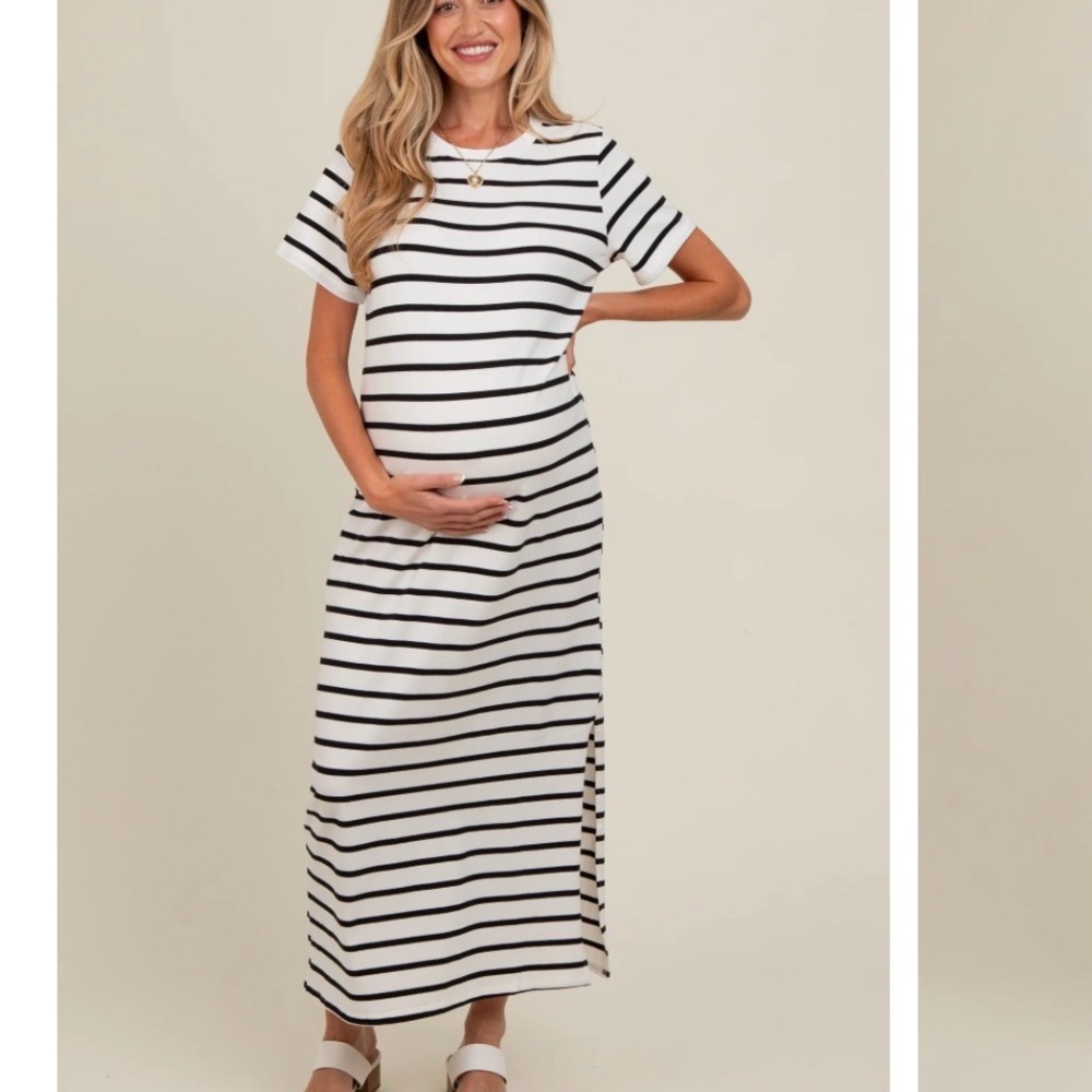 Pinkblush Black and White Striped Maxi Dress